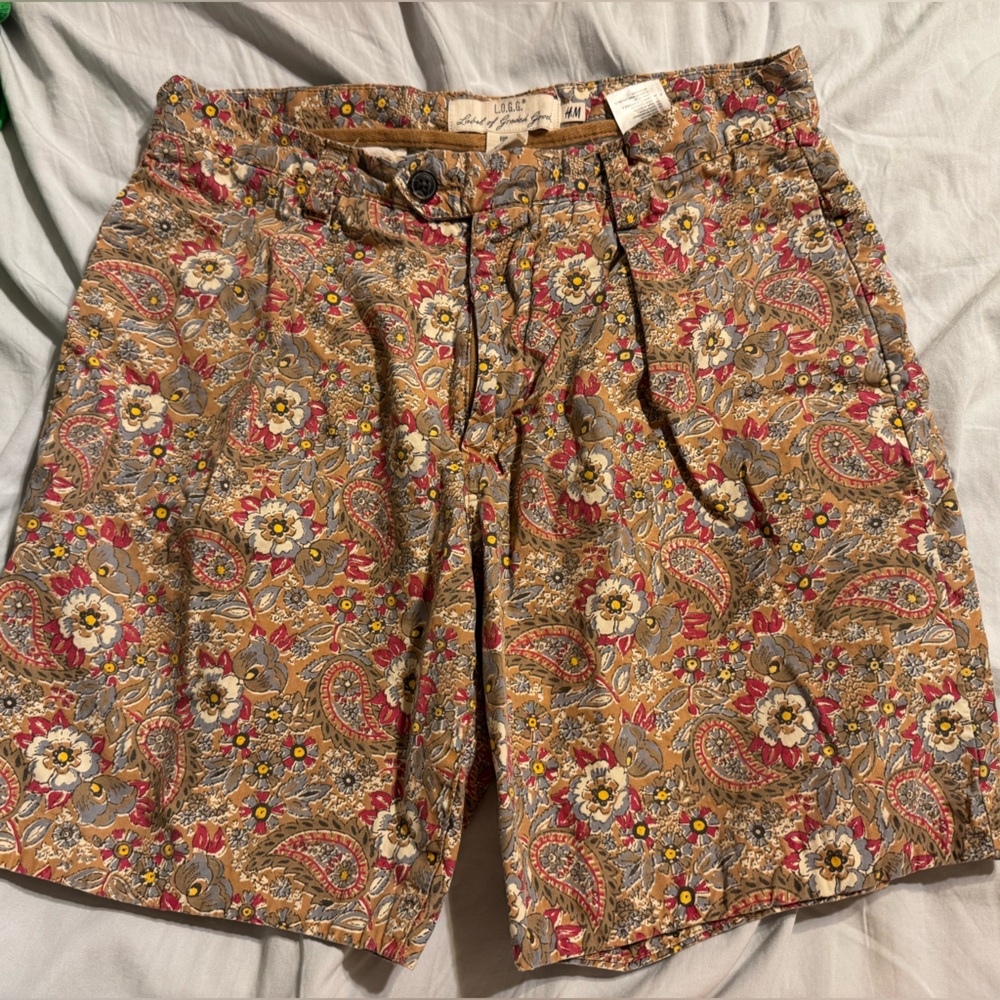 H&M L.O.G.G. Mens Paisley Floral Print Shorts